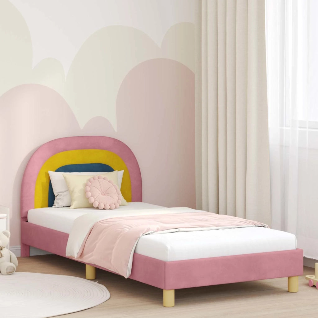 Struttura letto bambini con testata Rosa 90 x 190 cm Velluto 42011011