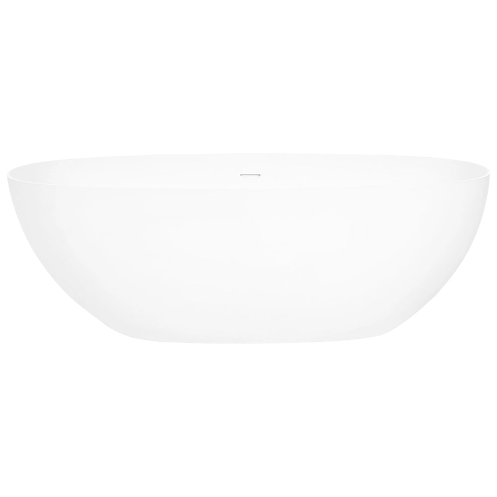 Vasca da bagno freestanding ovale con superficie solida e bordo sottile 170 cm bianca