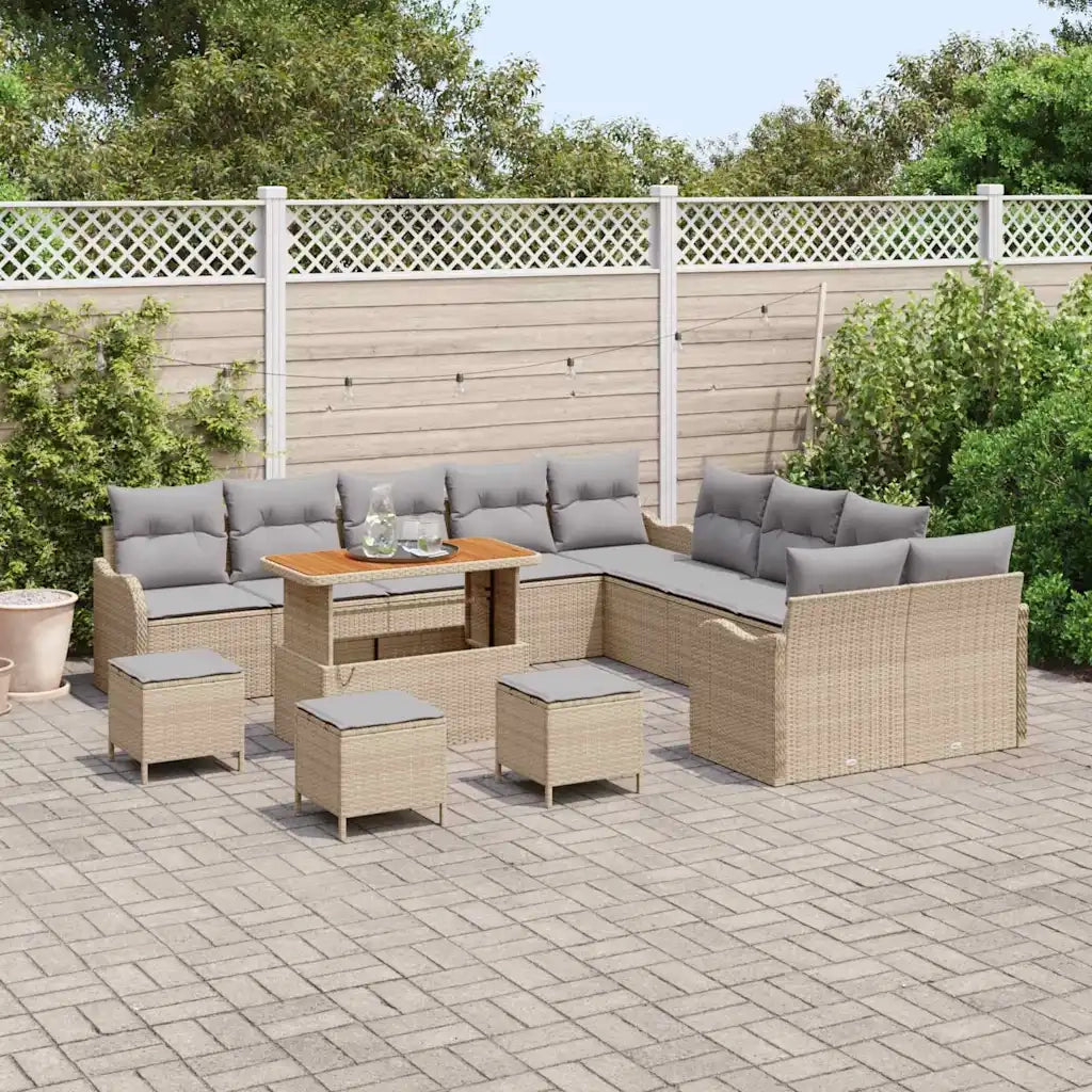 Set Divano da Giardino 14 pcs Beige polyrattan 3362332