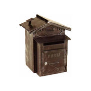 FBB 8026091002077 Cassetta Postale Esterna Casetta Ferro Battuto Tetto Parapioggia Vano Portapane 27x27x41 cm colore Nero