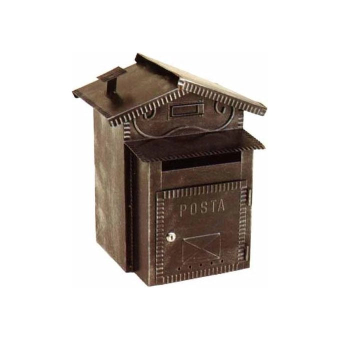 FBB 8026091002077 Cassetta Postale Esterna Casetta Ferro Battuto Tetto Parapioggia Vano Portapane 27x27x41 cm colore Nero