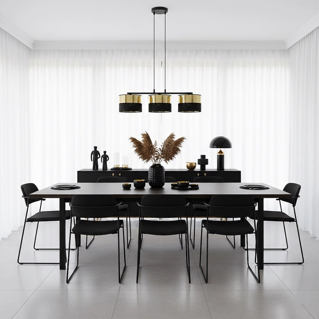 Lampada sospesa LUX 3xE27 metallo nero oro Emibig