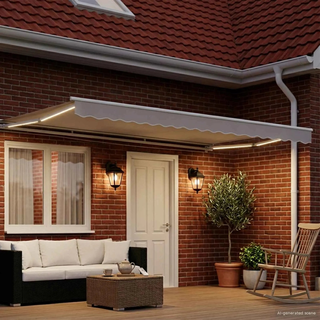 Cornice per Tenda Manuale con LED Bianco 5 x 3 m Alluminio 42024804