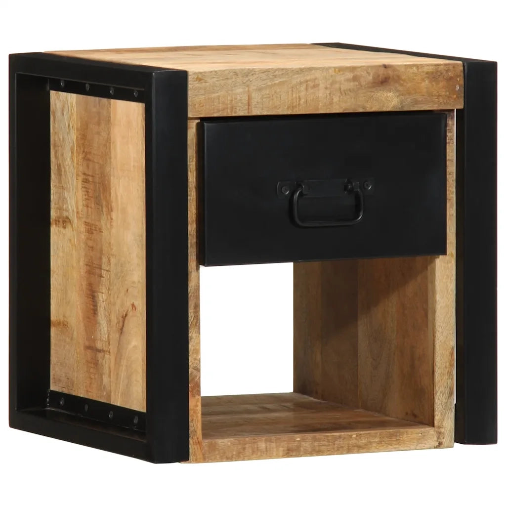 Comodino 40x35x40 cm in Legno Grezzo Massello di Mango 4015949