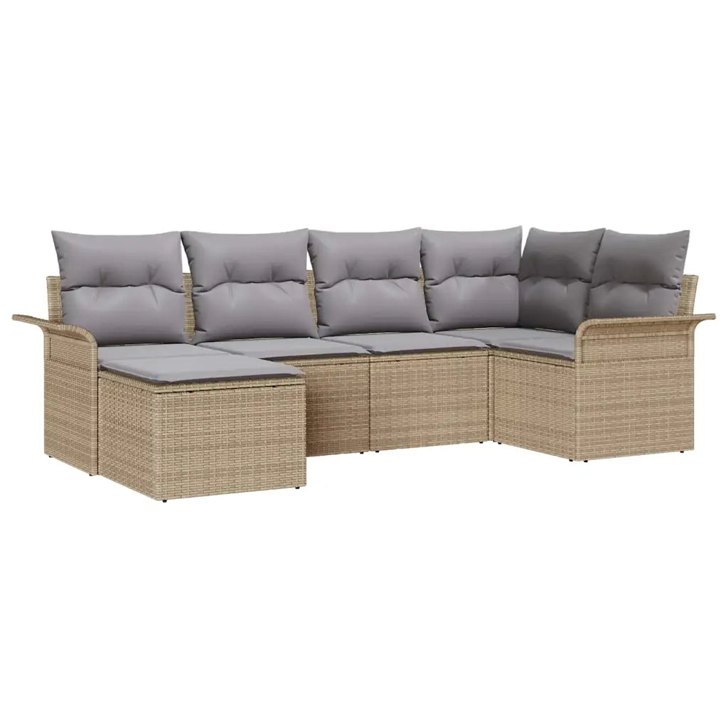 Set Divano da Giardino con cuscino 6 pcs Beige polyrattan 3345430