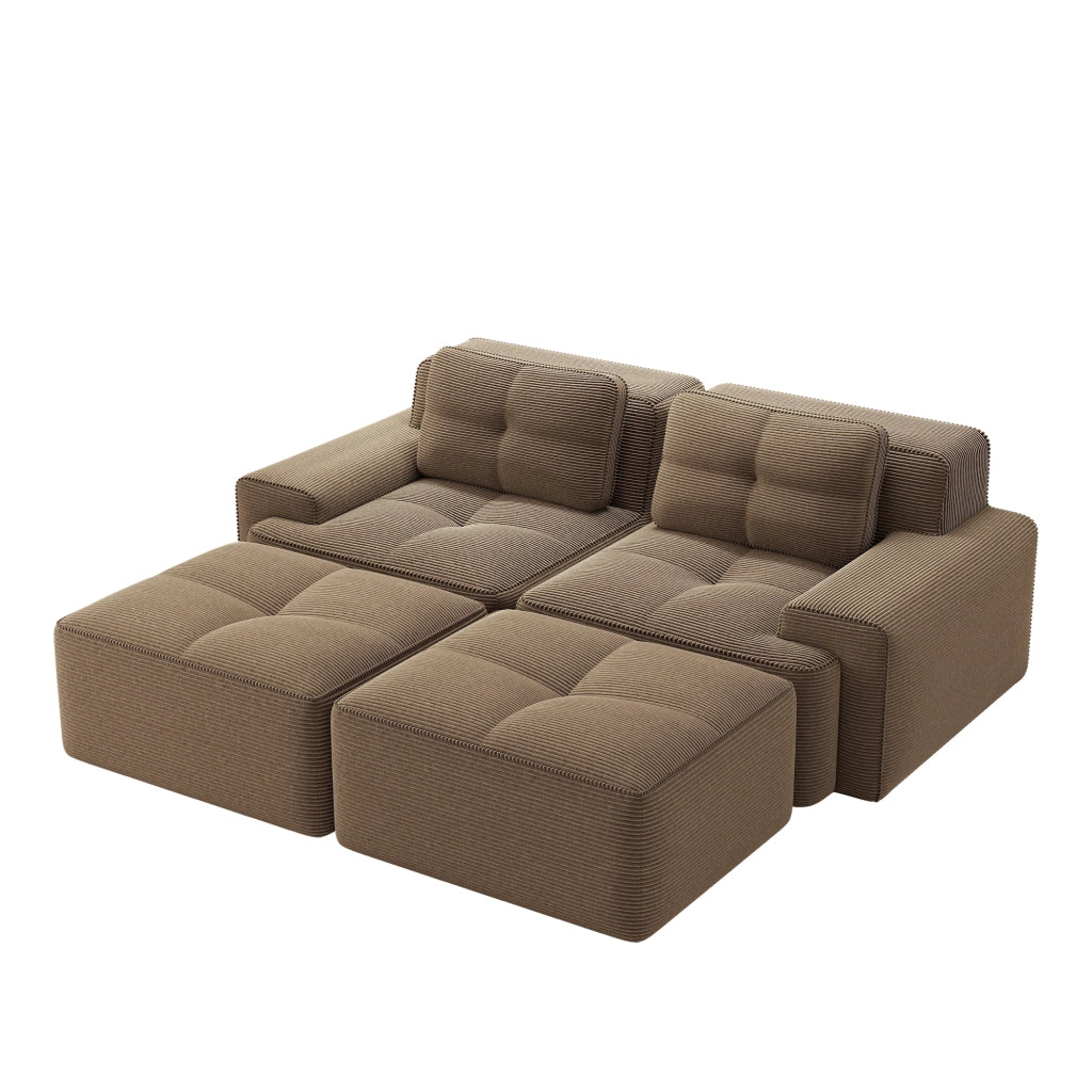 Divano Modulare Cloud a U con Ottoman ¨C Xylo ¨C Velluto a Coste, Marrone