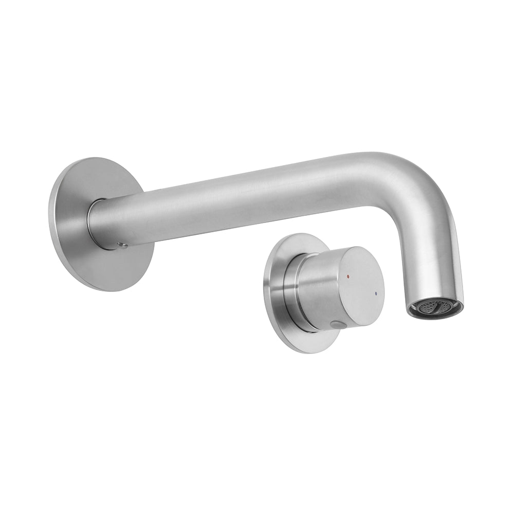 Set miscelatori lavabo a muro e bidet satinato senza leva Gemini