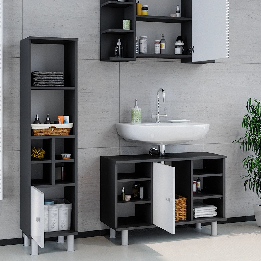 Vicco Set mobili bagno Antracite 3 parti