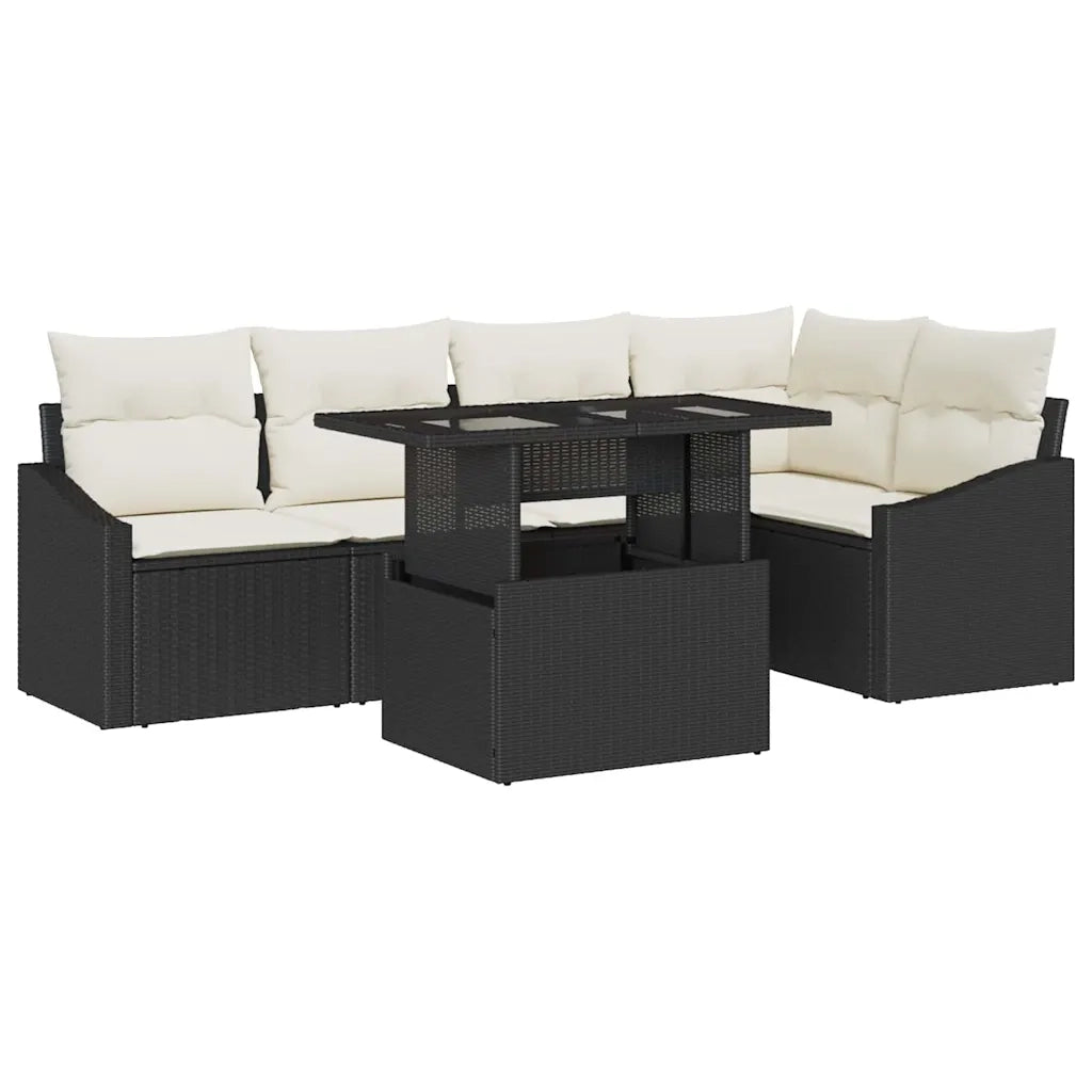 Set Divano da Giardino con cuscino 6 pcs Nero e Crema 3357740
