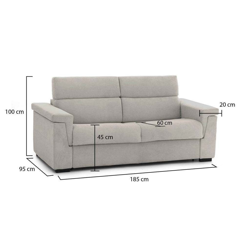 Lapio, Divano Fisso 2 Posti Sfoderabile Made in Italy, 185x95x100h cm Beige