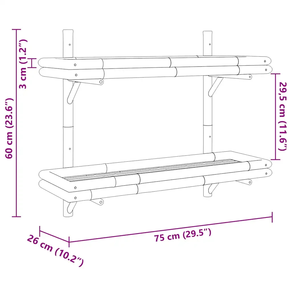 Scaffale da parete Marrone 75 x 26 x 60 cm Bambù 4107161
