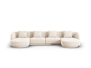 Cosmopolitan Design - Divano panoramico "Tulum" 5 posti in ciniglia beige chiaro 