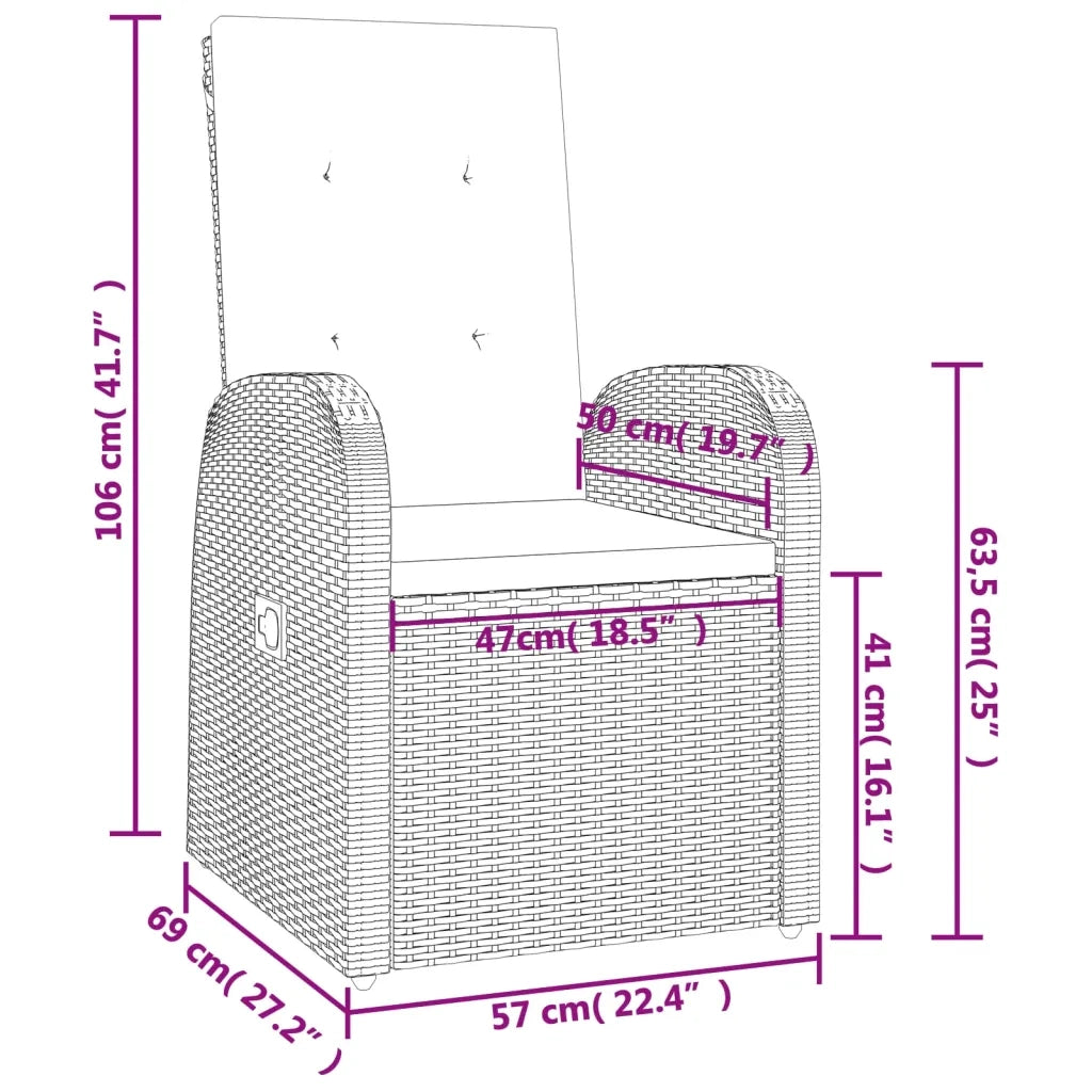 Set da Pranzo da Giardino 5 pz con Cuscini in Polyrattan Grigio 3157585