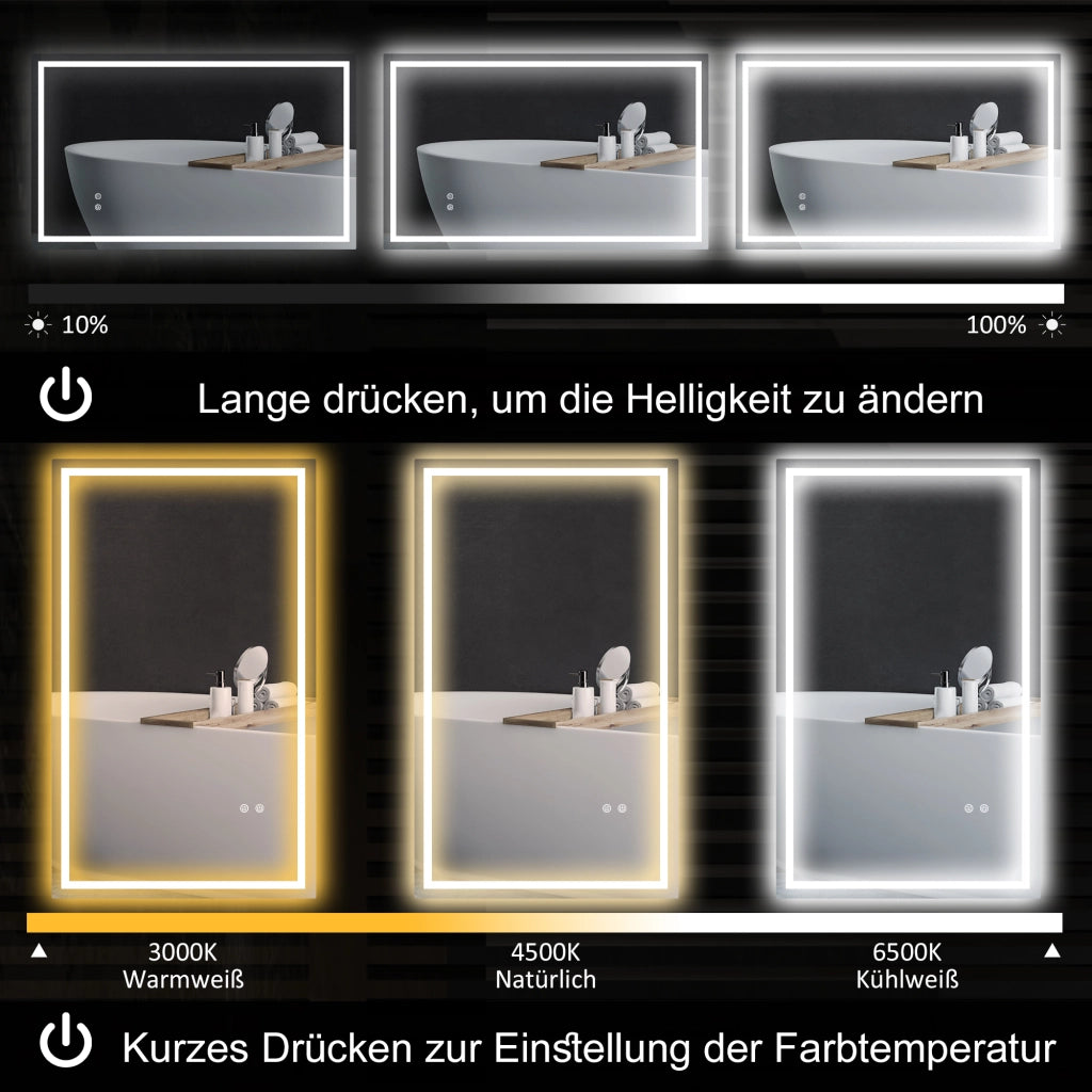 Specchio da Bagno LED ¨C zephmum ¨C Bianco 60x30x5