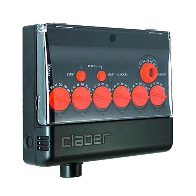 Claber 8058 Multipla AC Programmatore Irrigazione 6 Zone Display LCD 24V AC Batteria Tampone 9V Predisposizione Sensore Pioggia