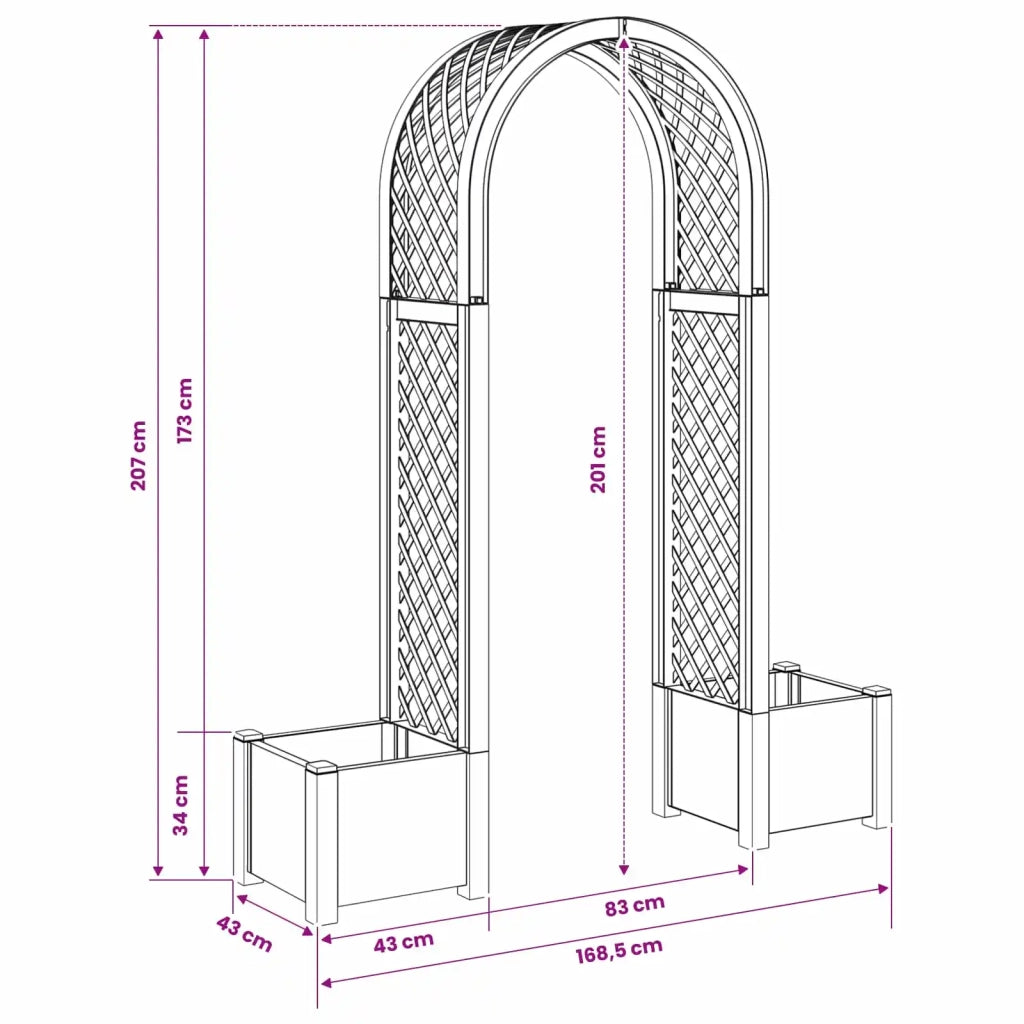 Arco di Rose con Vaso Bianco 168,5 x 43 x 207 cm PP CFW7867333