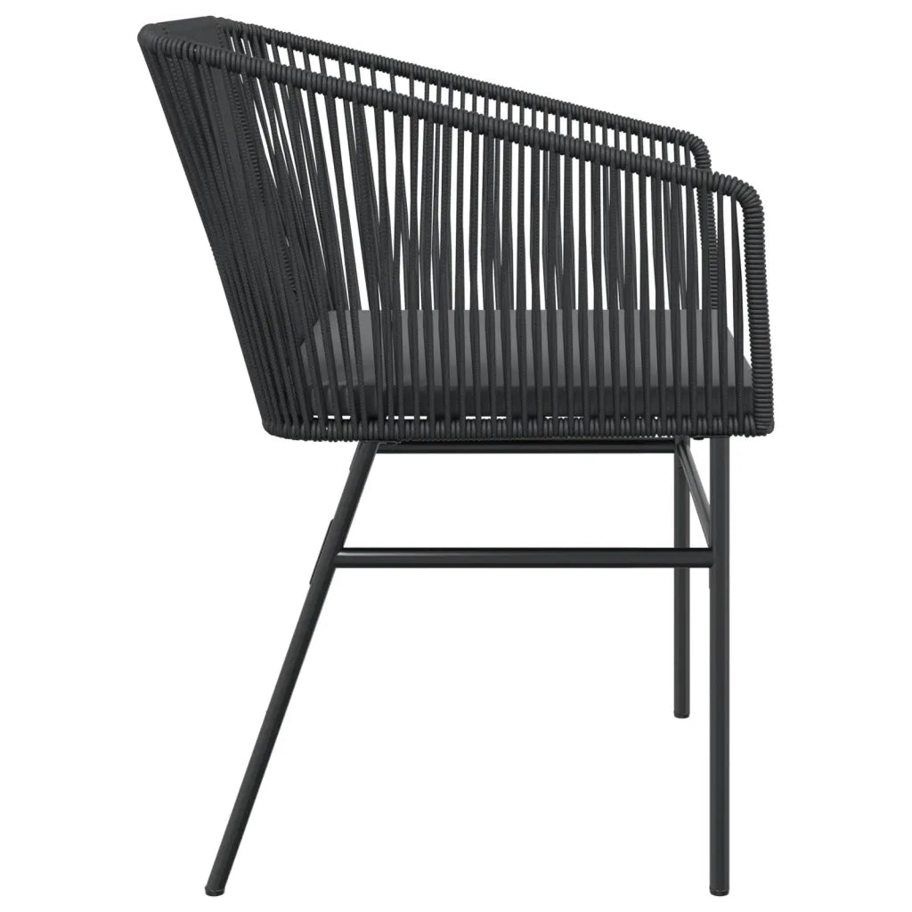 Sedie da Giardino con Cuscini 2 pz Nere in Polyrattan 369102