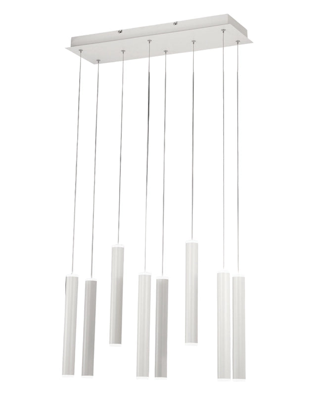 Lampada a sospensione Prado 8 luci Fabas Luce - LED 52 W dimmerabile - Bianco opaco Design lineare
