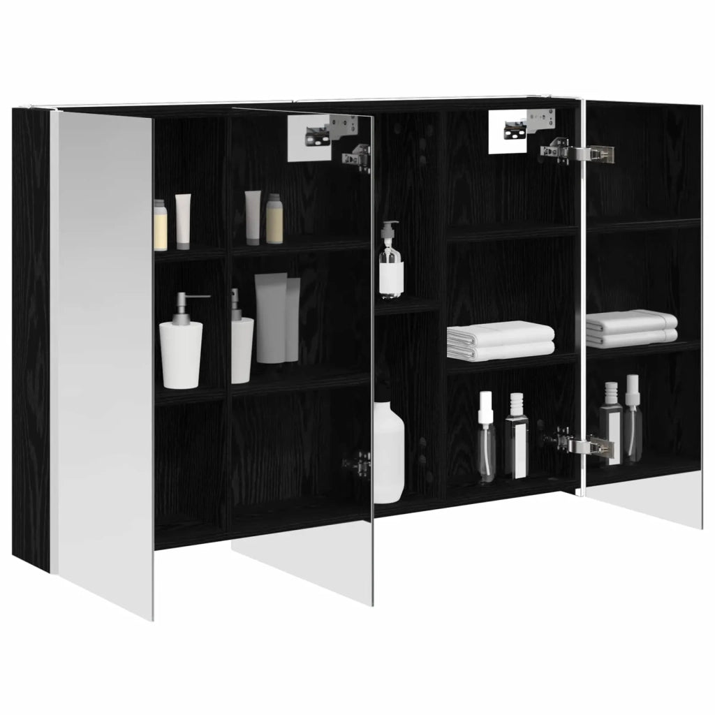 Mobiletto per specchio da bagno Rovere Nero 889272