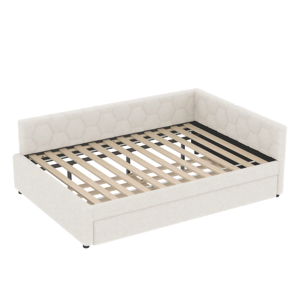 Letto daybed 140x200 cm con letto estraibile, USB, Type-C e luce integrata