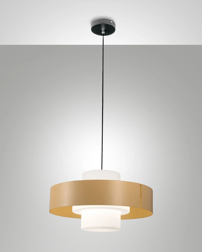 Lampada a Sospensione Loto Ø450mm in Metallo e Vetro Soffiato Sabbia, Attacco E27 40W, IP20, Classe 1 - Design Moderno Elegante