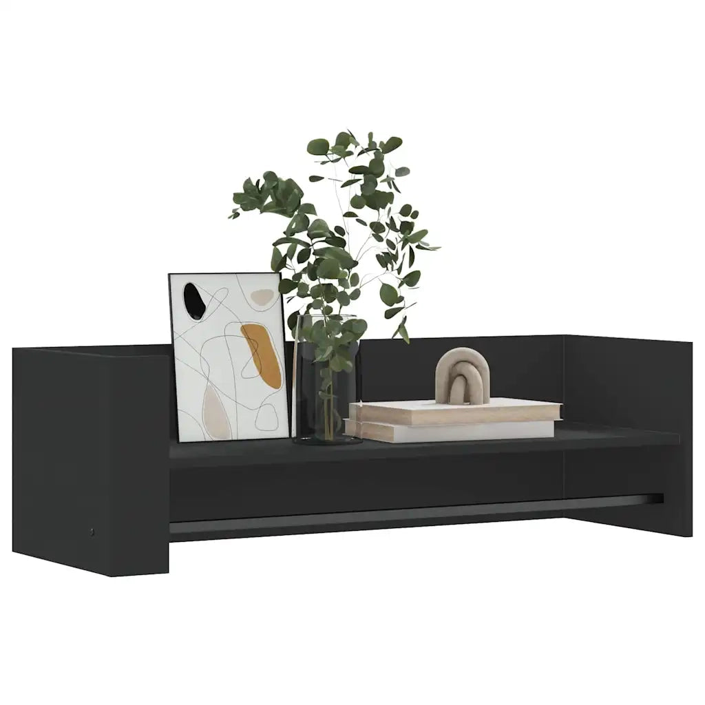 Scaffale a Parete Nero 100x35x30,5 cm in Legno Multistrato 848459