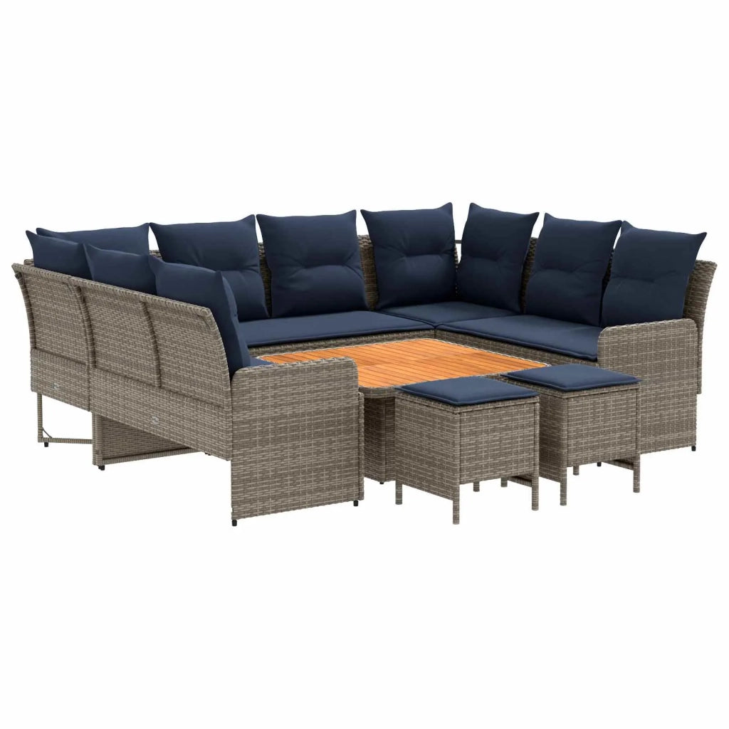 Set di Mobili con cuscino 8 pcs Grigio e Blu Navy Rattan in PE 3422200