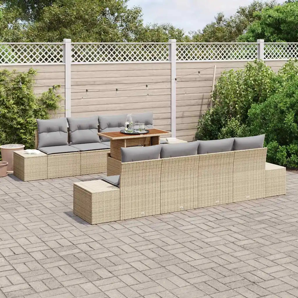 Set da Pranzo per Giardino con cuscino 9 pcs Beige e grigio 3349937