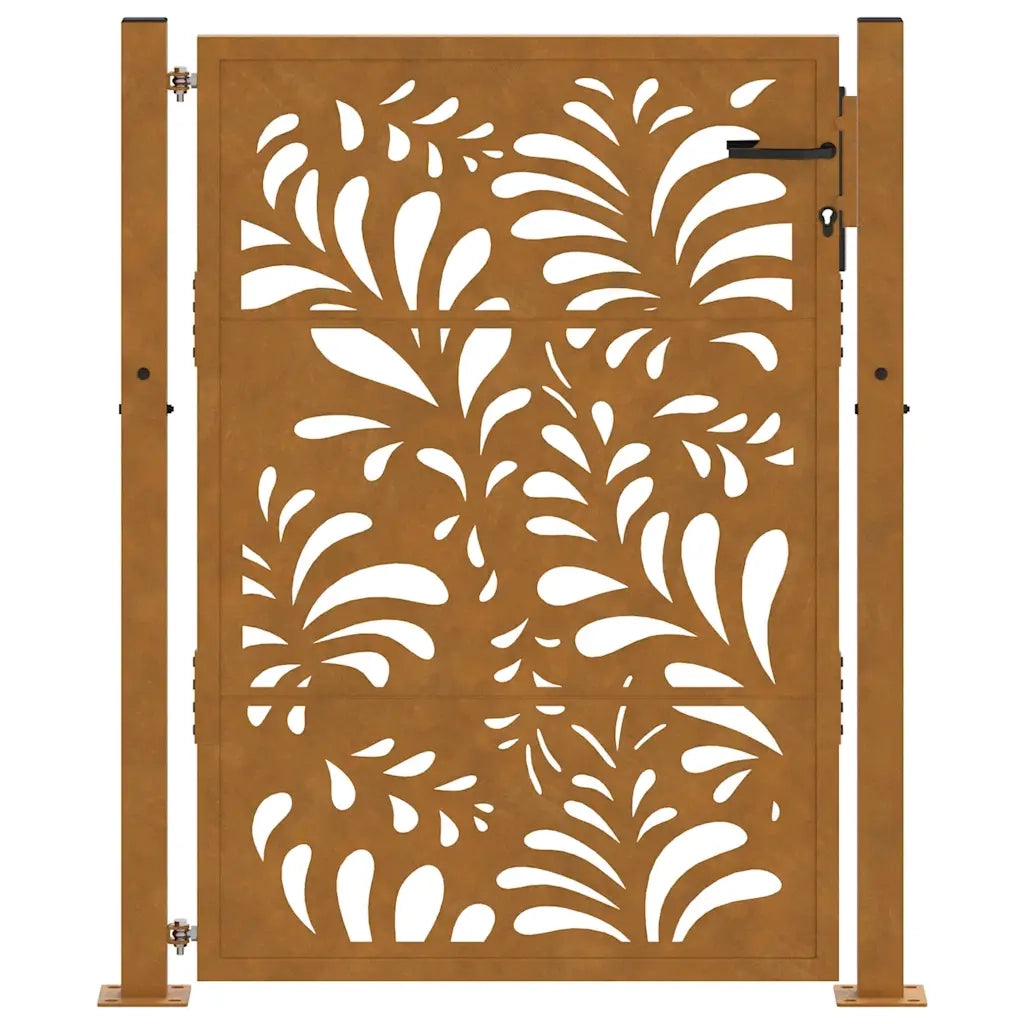 Cancello da giardino 100x125 cm in acciaio corten design ondulato 4100975