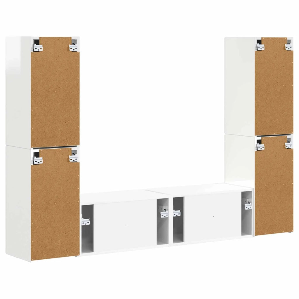 Set mobile TV 6 pcs Bianco Lucido Legno multistrato 3409109
