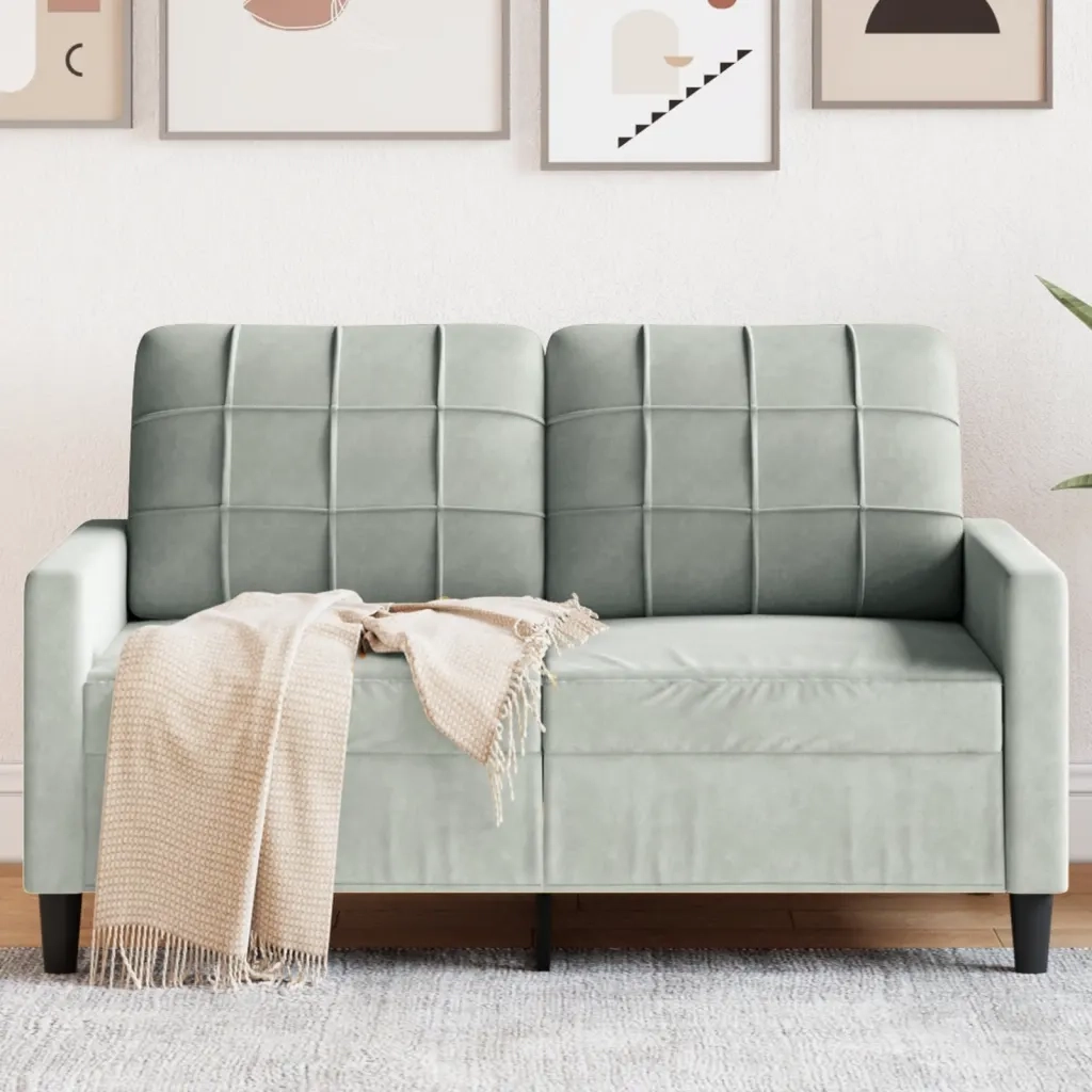 Divano a 2 Posti-Sofa 2 Posti Grigio Chiaro 120 cm in Velluto 403573
