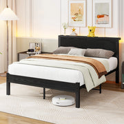 LETTO Singolo 140x200 cm in MDF e Metallo Nero con spazio contenitore
