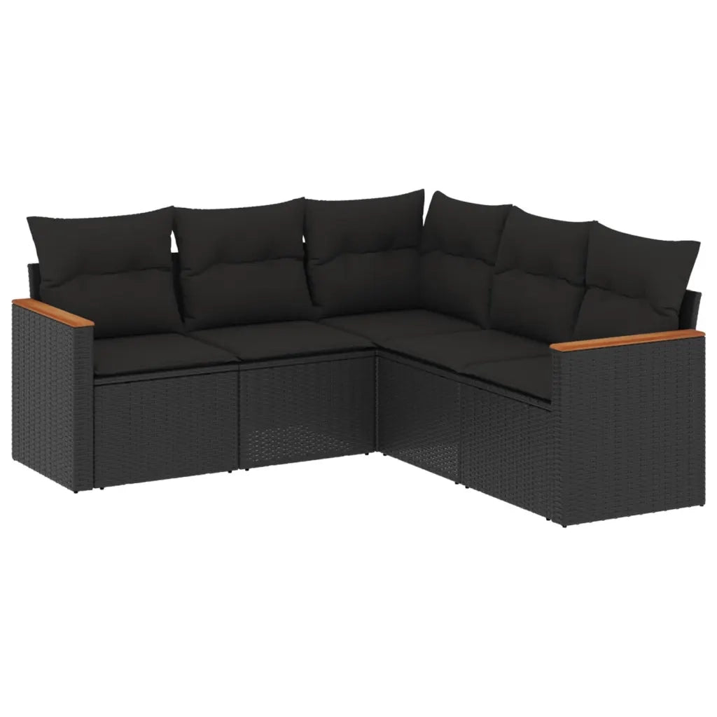 Set Divani da Giardino 5 pz con Cuscini in Polyrattan Nero 3258359