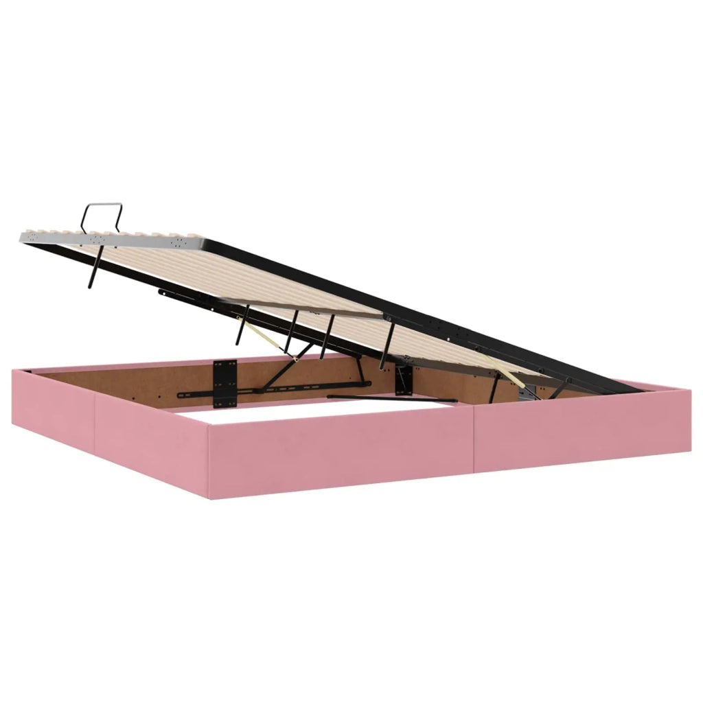 Letto con contenitore e materasso Rosa 200 x 200 cm Velluto 3459776