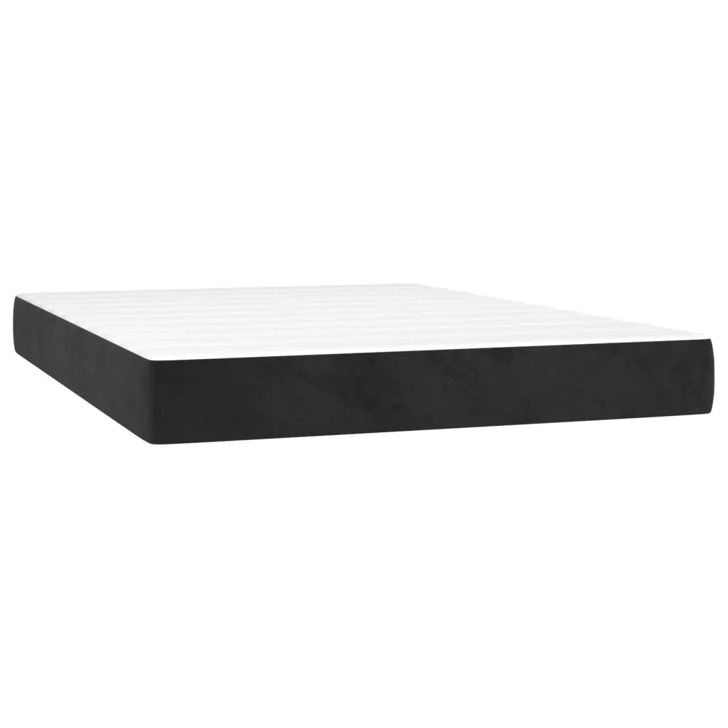 Letto a Molle con Materasso e LED Nero 140x190 cm in Velluto 3136001