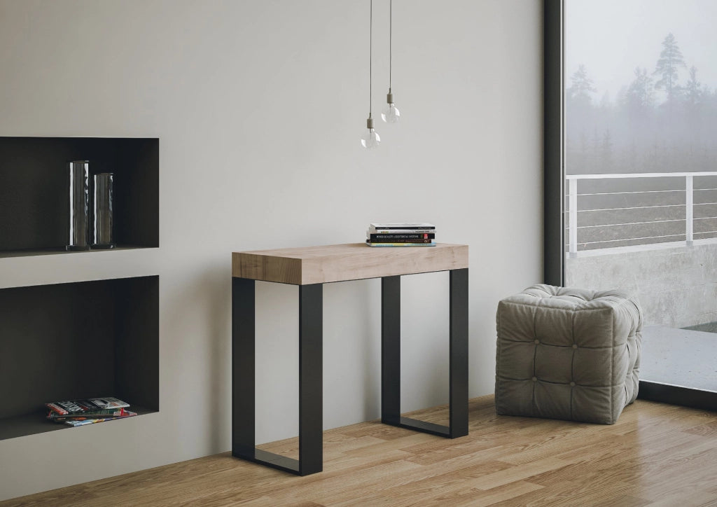 Consolle allungabile 90x40/196 cm Tecno Small Premium Quercia Natura telaio Antracite