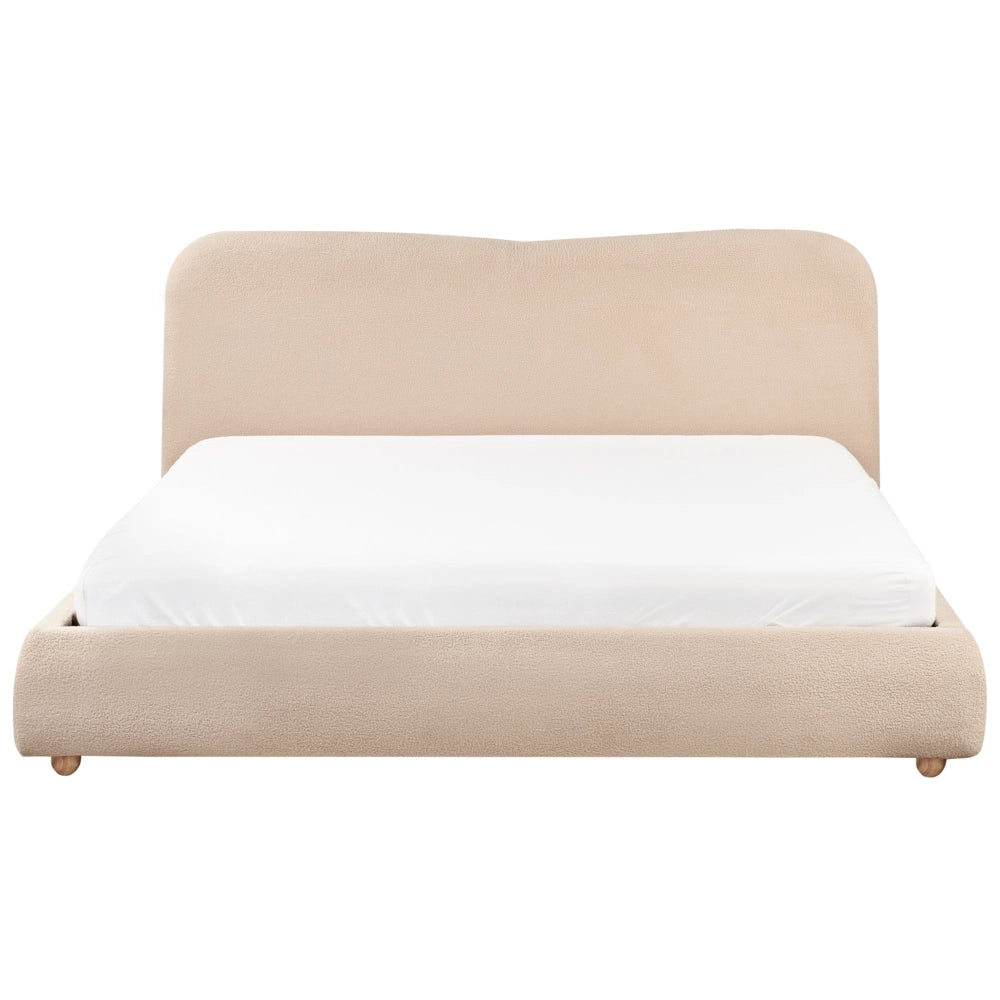 Letto contenitore Beige Boucle Poliestere Tessuto 180 x 200 cm Design moderno e minimalista