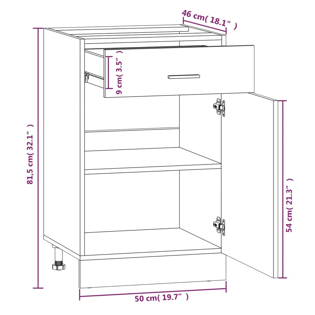 Mobile con Cassetto “Lyon” Rovere Fumo 50x46x81,5 cm 815573
