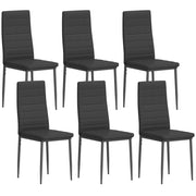 Set 6 Sedie da Pranzo Moderne Imbottite in Tessuto con Schienale Alto e Gambe in Metallo ¨C Zephmum ¨C Nero 41x50x97 cm