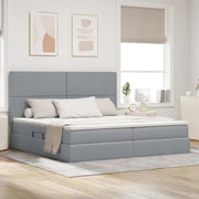 Letto con contenitore e LED con led Grigio chiaro 200 x 200 cm