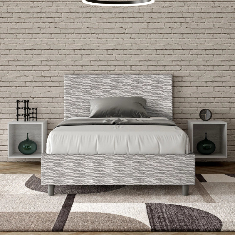 Letto imbottito 1 piazza e mezza 120x200 cm tessuto Aragona Adele - Bianco,Senza rete