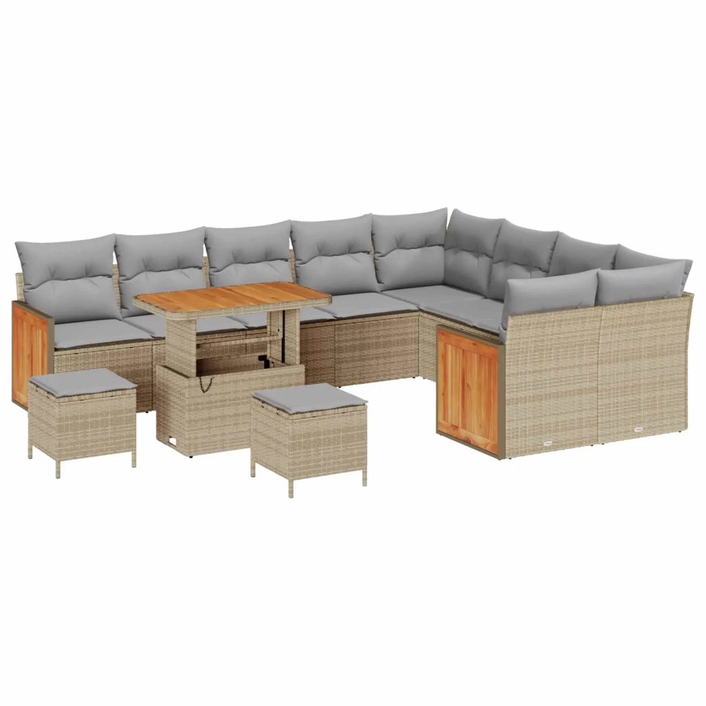 Set Divano da Giardino con cuscino 12 pcs Beige e Grigio Chiaro 3363217