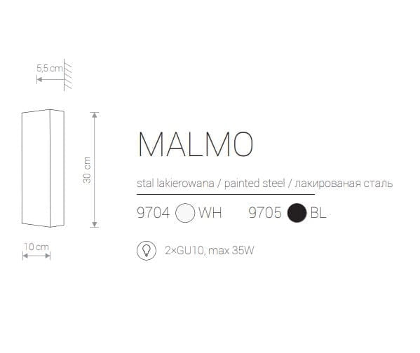 Applique Nowodvorski MALMO nera in metallo 2xGU10 35W