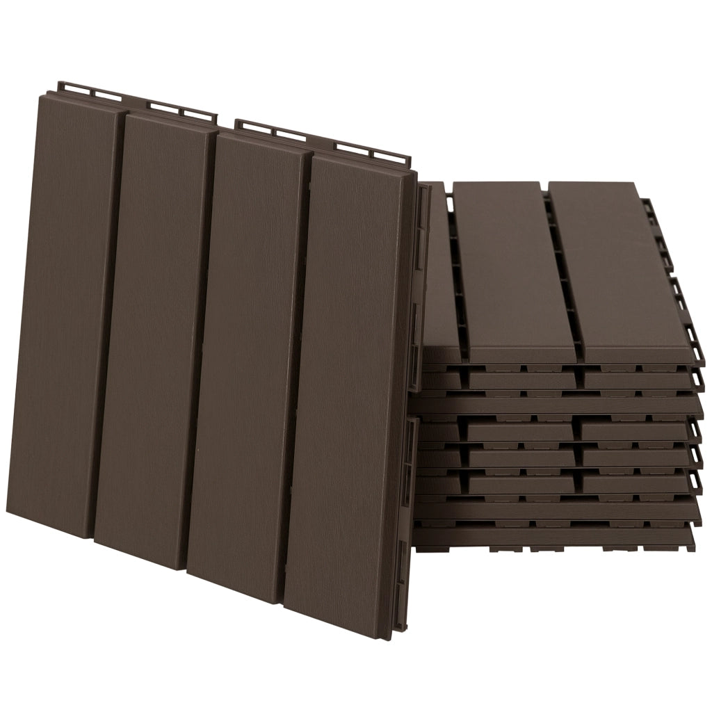 Set 9 Piastrelle da Giardino 30x30 cm Pavimentazione Esterna Effetto Legno Sistema Click ¨C Xylo ¨C Marrone