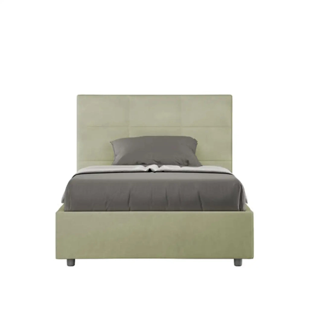 Letto una piazza e mezza contenitore imbottito 120x190 microfibra tè verde Mika
