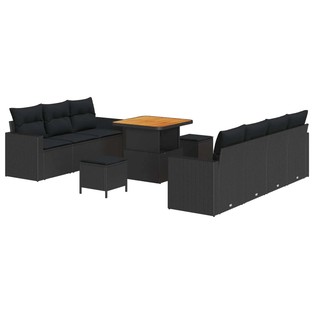 Set Divano da Giardino con cuscino 10 pcs Nero 3363524