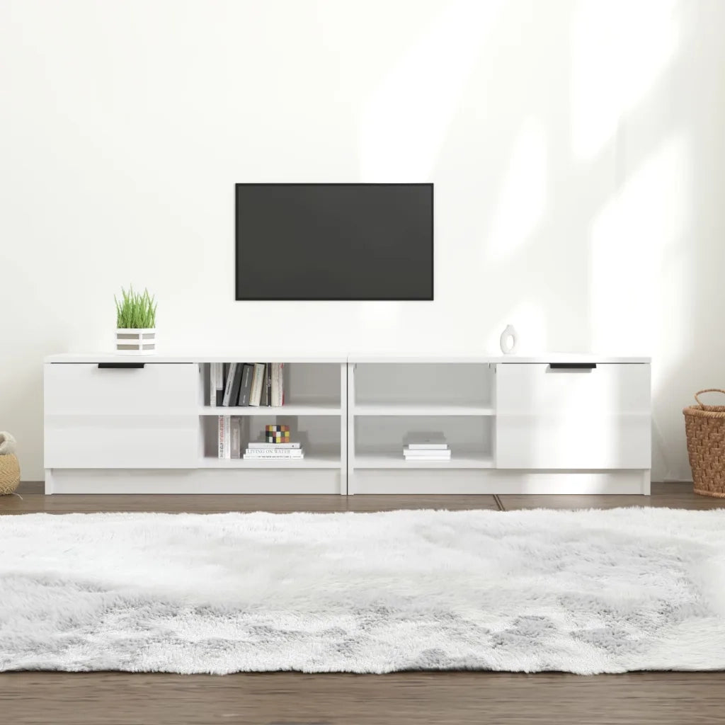 Mobili Porta TV 2pz | Armadietto TV | Mobile Porta TV Bianco Lucido 80x35x45 cm Legno Multistrato