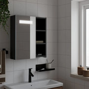 Armadietto Bagno con Specchio e LED-Mobile bagno con specchio Nero 45x13x52 cm