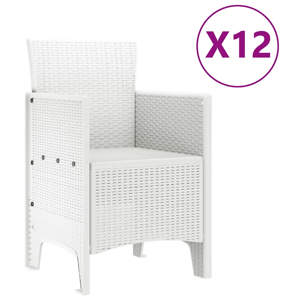 Set da Pranzo per Giardino 13 pcs Bianco Rattan Polt