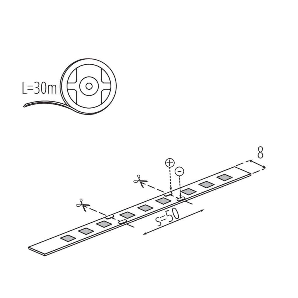 Striscia LED Kanlux 30m 12V 4000K IP65 dimmerabile